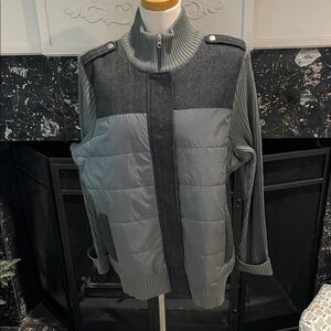 Olive green Sweater with Padded Design